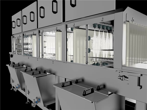 周轉箱清洗機，塑料盤筐清洗機，水果筐清洗機，帶烘干洗箱機