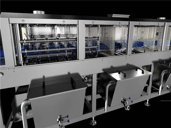 購物筐清洗機，連續式食品箱清洗機_