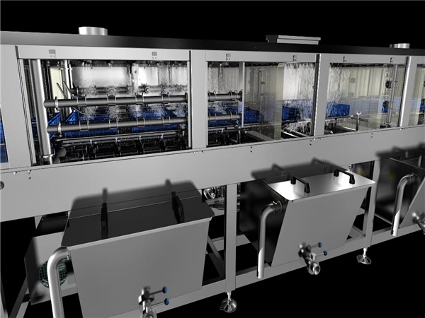 供應洗筐機，食品筐清洗機，500只，小時清洗能力，衛(wèi)生級洗筐機